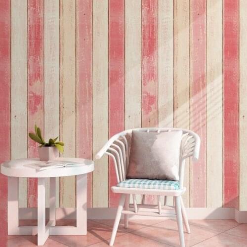 Vintage Wood Grain Wall Paper Baby Girl Boy Child Rooms Striped Wallpaper 3d Vinyl Self Adhesive Pvc Furniture Wallpapers W005
