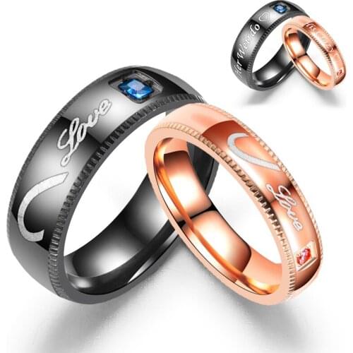 YWSHK 2021 New Fashion Charm Couple Jewelry Eternal LOVE Stainless Steel Wedding Rings For Women Men Engagement Gift Wholesale