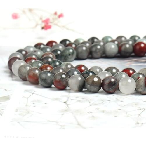 Natural Bloodstone 4-12mm round Gemstone beads for 925 sterling silver Jewelry Making Necklace Bracelet 15inch ICNWAY