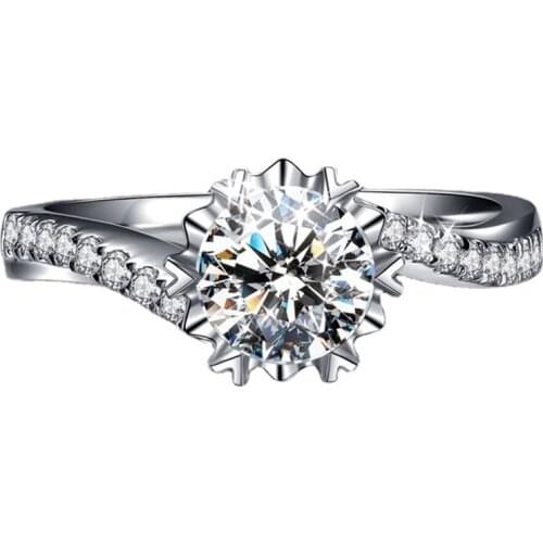 Fine Jewelry 925 Sterling Silver Ring Couple Snowflake Style Diamond Women Luxury Engagement Exquisite Elegant Wedding Charm