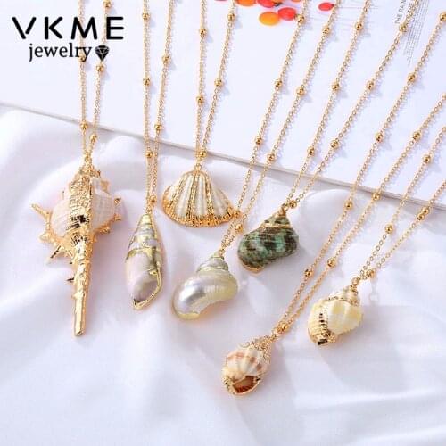 VKME 2019 Boho conch shell necklace beach shell pendant ladies necklace Colliers Femme Shell Cowrie summer bohemian jewelry
