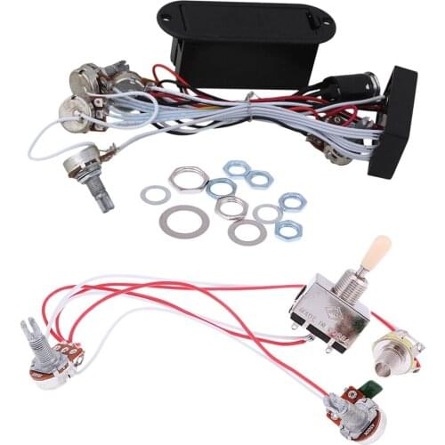 Tooyful Electric Guitar Bass Wiring Harness 3-Way Switch 1V1T with Active EQ Pickup Volume Tone Control Guitar Wiring Harness