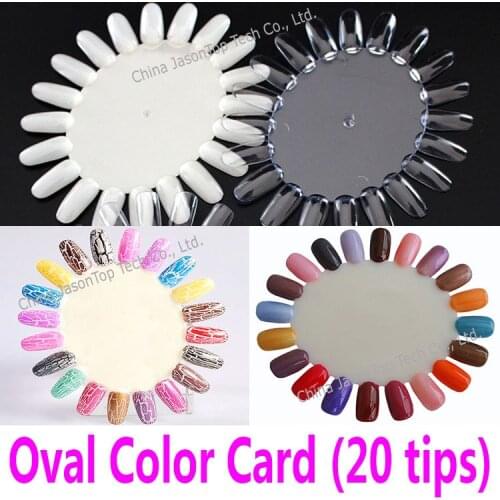 10*20 Tips 10pcs Oval Nail Polish Display Card Wheel False Nail Tip Nail Art Practice Training Tool Color Showing Card Wholesale