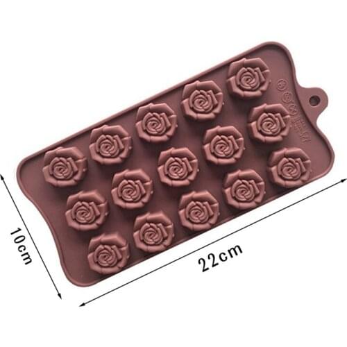 15-even Rose Flowers Shaped Silicone Chocolate Mold Cookware Baking Tool Kitchenware Fondant Cake Decoration Tool Freeshipping