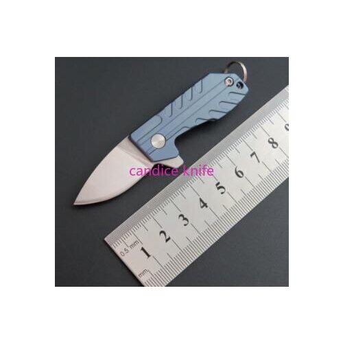 2 Colors Mini Knife EF60 61HRC Ball Bearing Titanium Handle Pocket Knife Keychain Knife Folding Knife Gift for Man
