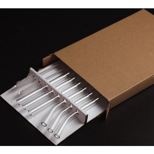 2pcs / set of reusable glass straw with brush environmental protection glass straw for smoothie cocktail 200 mm * 8mm