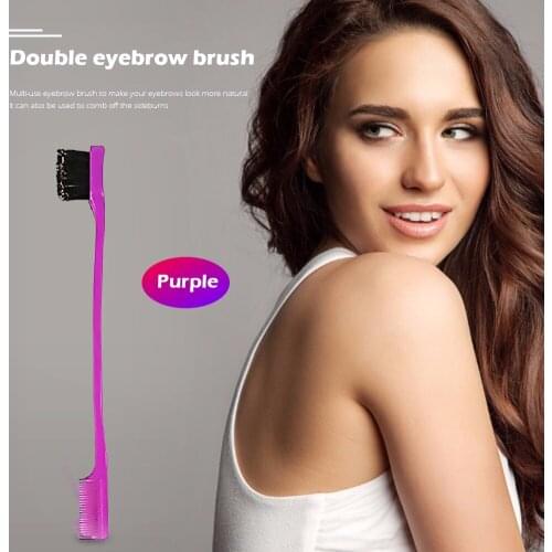 2 in 1 Makeup Eyebrow Eyelashes Brush Combs Double-sided Edge Control Hair Comb Hairstyle Salon DIY Hair Styling Tool