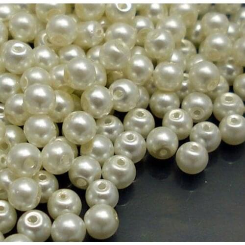 300pcs ivory Glass Pearl Loose Spacer Beads For DIY Garment Accessories 8MM
