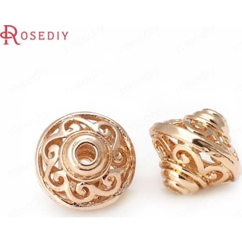 31324-G)10PCS 13x11.5MM 24K Champagne Gold Color Brass UFO Shape Spacer Beads Bracelet Beads Jewelry Making Supplies Findings