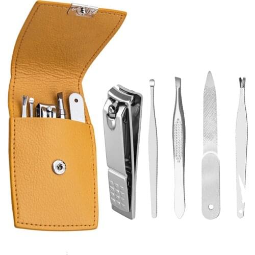 5pcs/set Nail Clippers Stainless Scissors Nail Clippers/Nail File/Ear Pick/Dead Skin Push Set Manicure Portable Tool Makeup