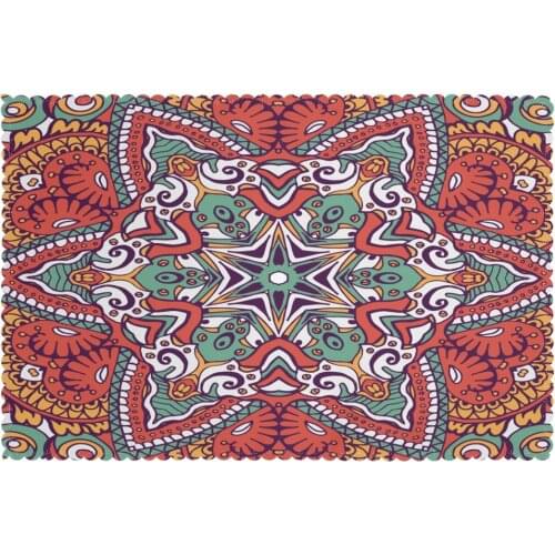 Tableware Pad Placemats 6 Pcs Table Mat Non-Slip Bohemian Tile Placemats for Dining Table