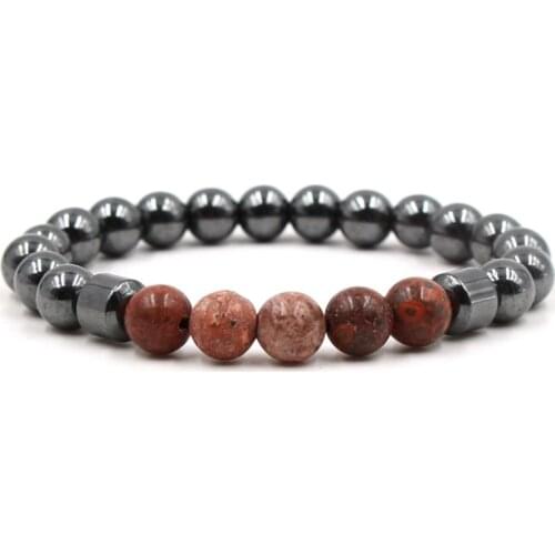 8mm cg3 adjusted Charm red nature bead hematite bead Bracelet women Healing Prayer Reiki Chakra Buddha Yoga
