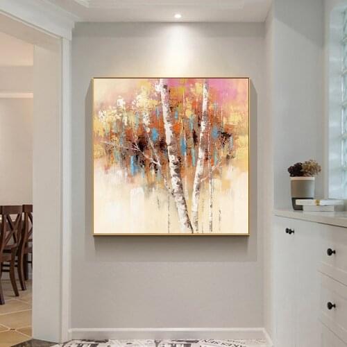 Abstract Colorful Trees With Beautiful Leaves 100% Hand Painted Oil Painting On Canvas Handmade Wall Art For House Decoration
