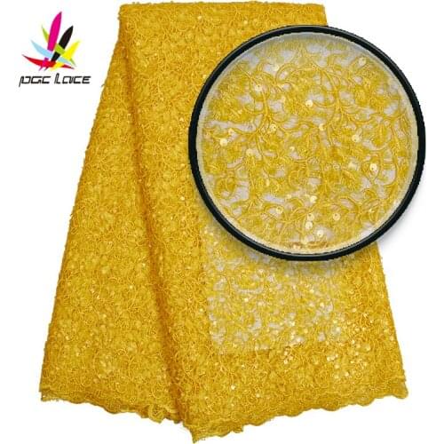 New Design For Wedding African Embroidered Lace Fabric With Sequins 2019 Hot Sale High Quality Sequence French Tulle Lace Fabric