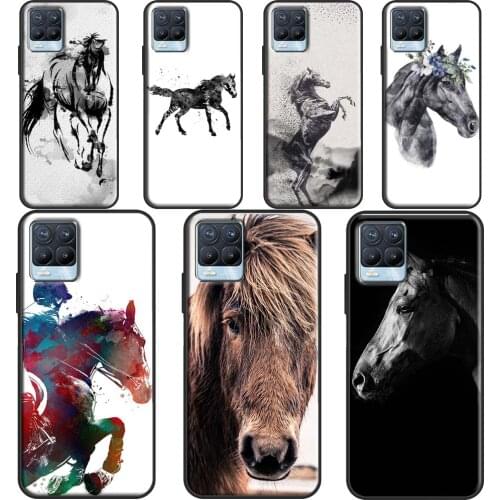 Horse Watercolor Flowers For OPPO Realme 8 Pro Q3 6 7 Pro GT Neo C3 C21 Case For OnePlus 9 8 Pro Nord 8T 9R Cover