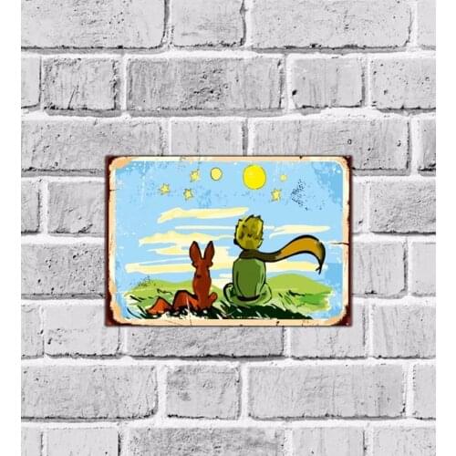 The little Prince Animation Drawing Print Child Hero Dream Design Retro Wooden Wall Table Model-579