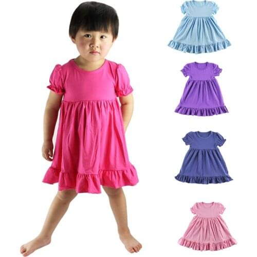 Real Rushed Vestidos Wennikids Retail Summer Style Girl Dress Puff Sleeve Ruffled Baby Cotton Dress Kids праздничное платье