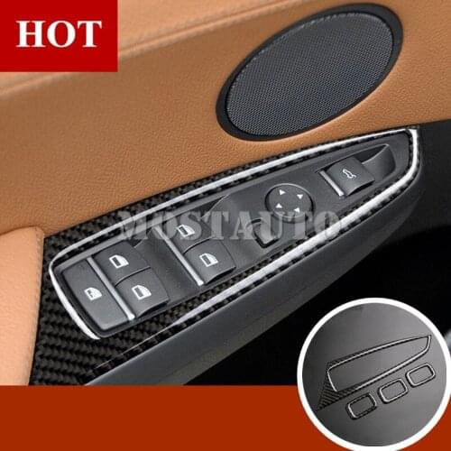 For BMW X3 X4 F25 F26 Carbon Fiber Door Armrest Window Switch Cover 2014-2017 4pcs Car Accessories Interior Car Decor Car Trim