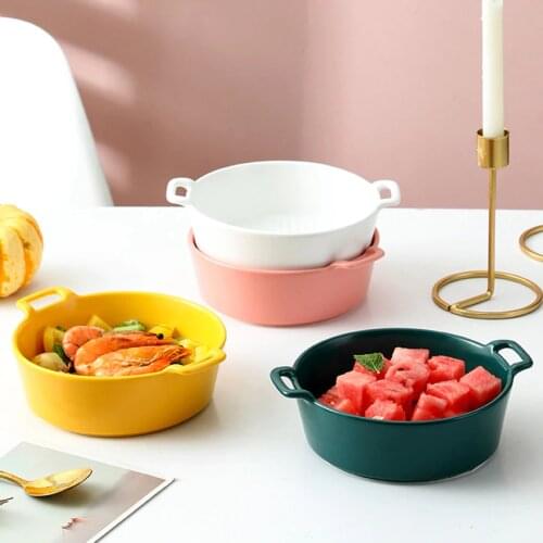 Porcelain Bowls with Handle Ceramic Serving Soup Cereal Bowl, French Onion Soup Crocks, Microwave & Oven Safe, for Noodles