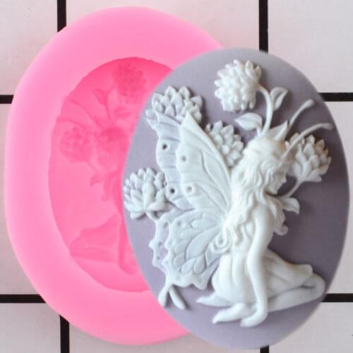 Fairy Cameo Silicone Mold Angel Chocolate Fondant Molds DIY Cake Decorating Tools Cupcake Topper Candy Soap Wax Clay Resin Mould