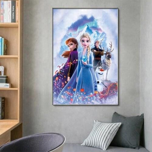 DIY 5D Full Round Diamond Painting Diamond Embroidery Frozen Anna Elsa Picture of Rhinestones Mosaic Drawings Home Decoration