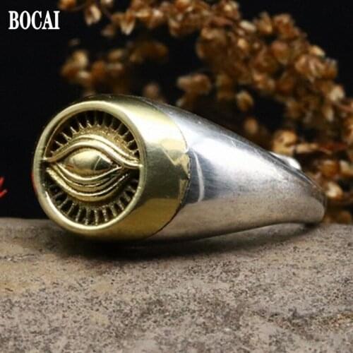 100% s925 silver the eye of Horus Gods all-seeing guardian eye jade ring for men and women adjustable mens and womens rings