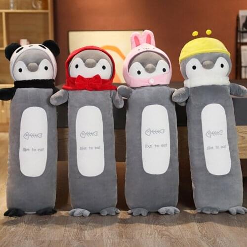 Creative cute penguin plush doll long pillow kawaii cross dress penguin plush toy pillow home office decoration holiday gift