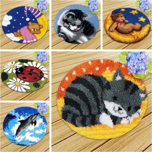 Carpet Segment Embroidery Material Latch-Hook-Kit Cartoon Animal DIY Handcraft Carpet Embroidered Accessories rug do it yourself