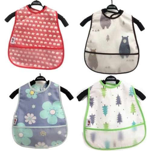 Cute Baby Bibs EVA Waterproof Lunch Feeding Bibs Adjustable Baby Cartoon Feeding Cloth Children Baby Apron Babador Bandana