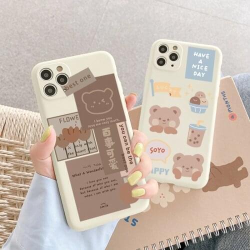 Cute Cartoon Bear Animal Phone Case For iPhone 12 Mini 11 Pro Max X XS Max 7 8 6 6s Plus 5 5S SE 2020 Soft TPU Back Cover Fundas