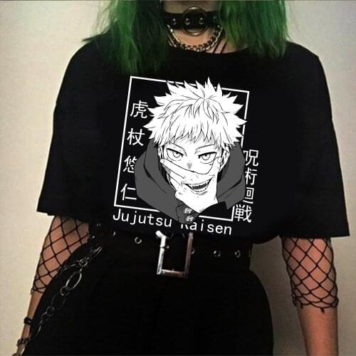 Janpanese Harajuku Anime Mens Tshirt Jujutsu Kaisen Yuji Itadori Printed Unisex Short Sleeve T Shirt