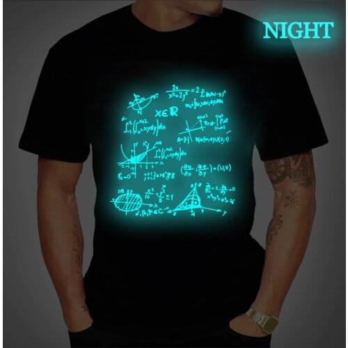 Luminous Math Symbol Print T-Shirt Mens Custom Tee Shirt Summer Short Sleeve Customized T Shirt Plus Size Graphic T-Shirts Tops