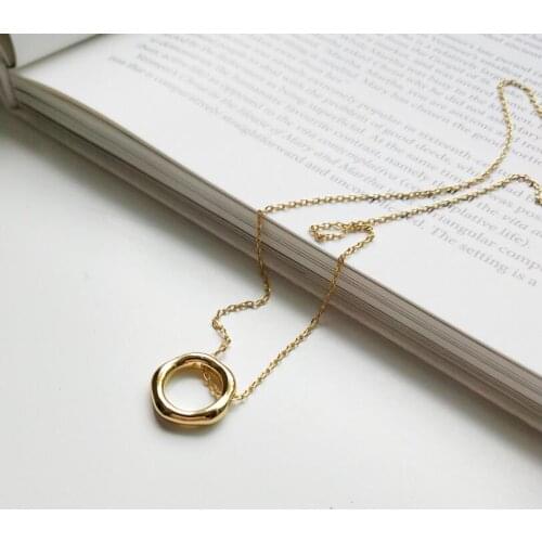 925 Sterling Silver Irregular Round Circle Necklaces For Women Simple Geometric Coin Gold Necklace Choker Silver Jewelry