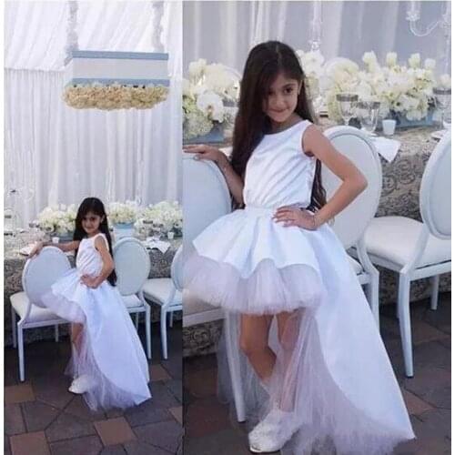 White Ivory O-Neck Flower Girl Dress for Wedding Kids Princess Pageant Party Dress Size 2-16y