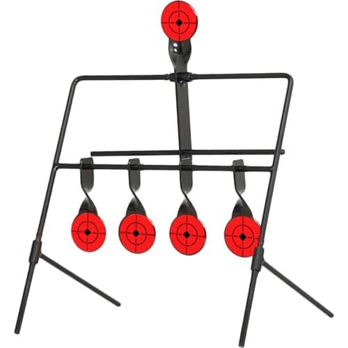 5 Targets 3mm Self Reset Shooting Target Stand Stainless Steel Spinning Targets with Stickers Outdoor Hunting Practice