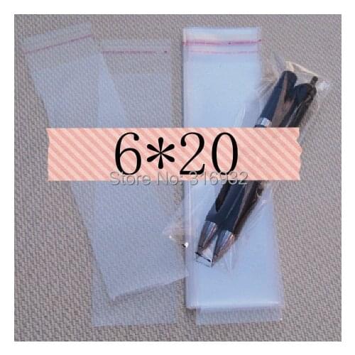 Clear Resealable Cellophane/BOPP/Poly PVC Bags 6*20cm Transparent Opp Bag Packing Plastic Bags Self Adhesive Seal 6*20 cm