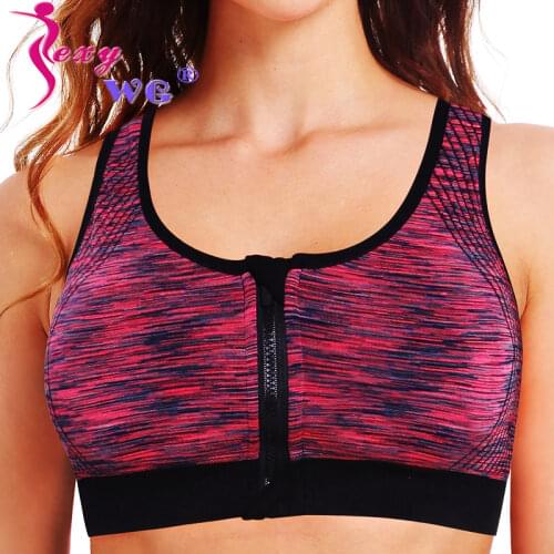 SEXYWG Hot Sports Top Yoga Bra Front Zipper Women BH Push Up Brassiere Gym Running Vest Underwear Sport Bra Crop Sportswear Tank