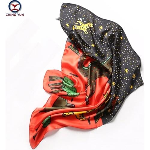 CHING YUN brand Scarf women Colorful Dinosaur Small Silk Scarves Spring fashion Versatile Smooth Scarf Quartet Small Square