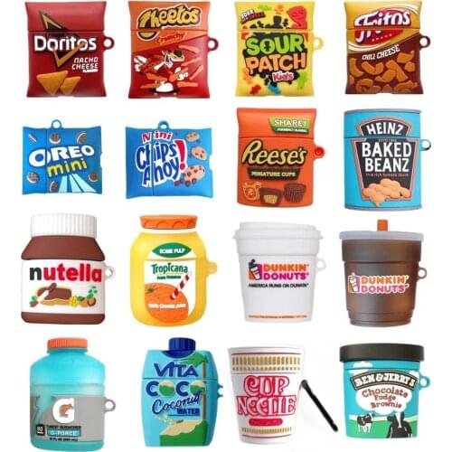 Silicone Earphone Case for Airpods Pro Chips Chocolate Drink Headphone Cover for Apple Air pods 2 1 Case Wireless Charging Cover