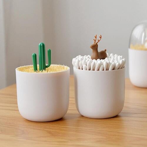 Nordic Style Creative Toothpicks Holder Cotton Swab Box Case Portable Home Table Decor Desktop Plastic Storage Box Organizer