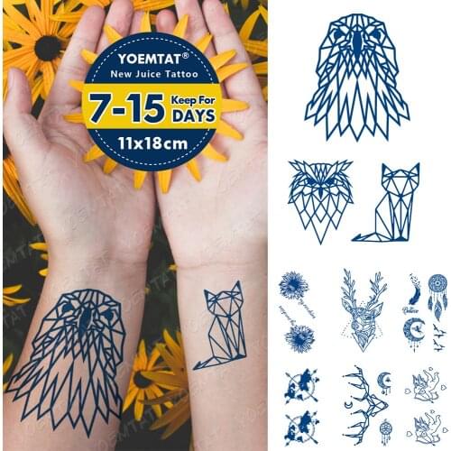Juice Ink Lasting Waterproof Temporary Tattoo Sticker Deer Unicorn Dream Catcher Sunflower Flash Tatoo Woman Body Art Fake Tatto