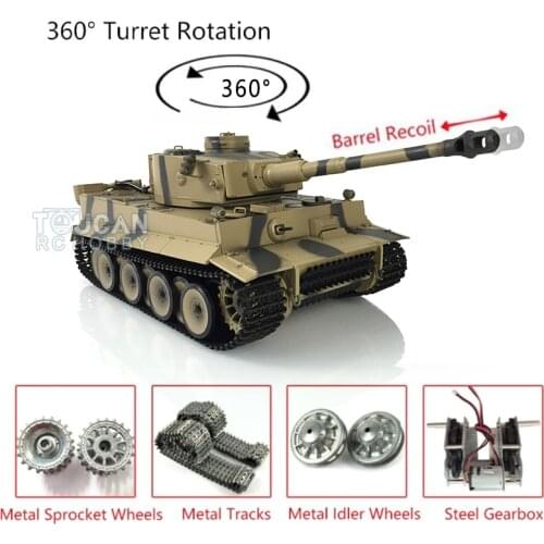1/16 TK7.0 Upgrade Tiger I Heng Long RTR RC Tank 3818 W/ 360° Turret Barrel Recoil TH19107