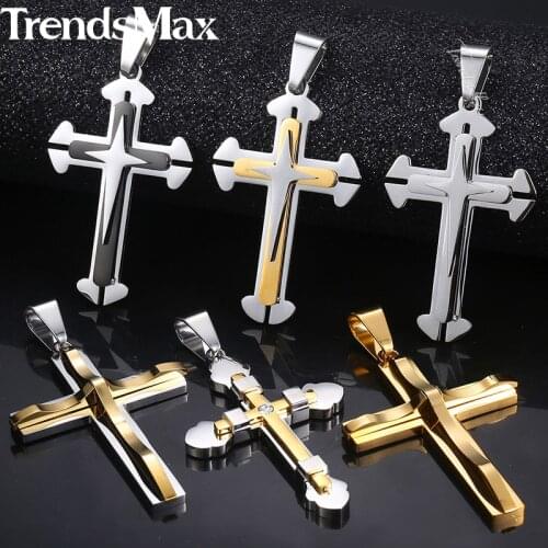 Trendsmax Men Cross Pendant Stainless Steel Pendants Prayer 2018 Fashion Jewelry Gifts For Men KKPP1