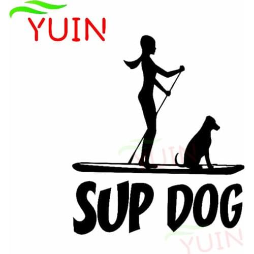 Paddleboarding SUP DOG Car Sticker Fashion PVC Bumper Rear Windshield Decoration Accessories Waterproof Anti-ultraviolet Decal