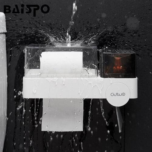 BAISPO Waterproof Toilet Paper Holder Garbage Bag Sanitary Napkin Multi-functional Storage Rack Portable Toilet Paper Holders