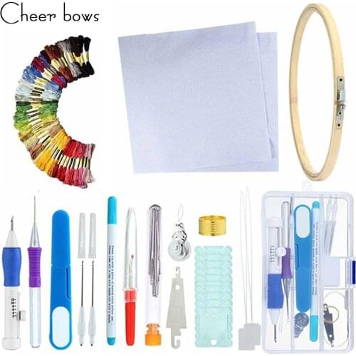 Magic Embroidery Pen Punch Needle Set Embroidery Patterns Punch Needle Kit Craft Tool Threads For DIY Sewing Tools with Case