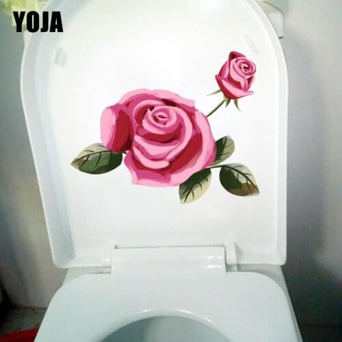 YOJA 21.1X17CM Hand Painted Rose Home Bedroom Wall Sticker Decal Fashion Bathroom Toilet Decor T1-1664