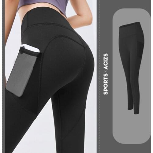 2021 Summer New Seamless Leggings Womens Fitness Energy Pants With Phone Pocket Sportswear Gym Training Exercise