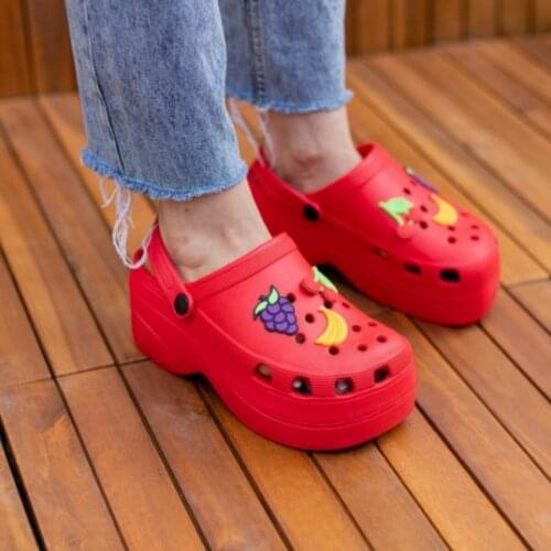 Women Slippers Sandal Summer Red Beach Bath Pool Heeled Shoes Anti-Slip Massage Soled High-Heeled Slippers Doctor Nurse slippers