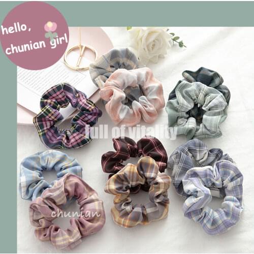 Girls Pink Scrunchies Set For Women Floral Elastic Hair bands Korean Gum Hair Tie Daisy Ponytail Hold Hair Accessories